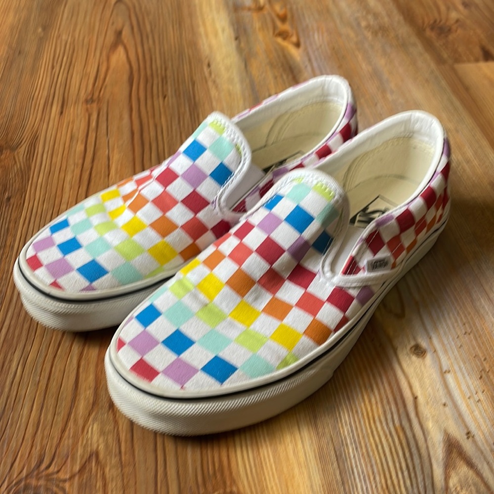 Rainbow checkered Vans